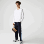 Men Lacoste V0ZN675 White 001 V-Neck Lightweight Pima Cotton Jersey T-Shirt