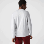 Men Lacoste V0ZN677 Grey Chine CCA V-Neck Lightweight Pima Cotton Jersey T-Shirt - Image 3