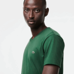 Men Lacoste V0ZN679 Green 132 V-Neck Pima Cotton Jersey T-Shirt - Image 2