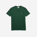 Men Lacoste V0ZN679 Green 132 V-Neck Pima Cotton Jersey T-Shirt - Image 4