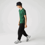 Men Lacoste V0ZN679 Green 132 V-Neck Pima Cotton Jersey T-Shirt - Image 5