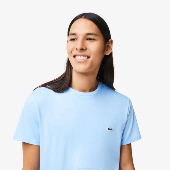 Men Lacoste V0ZN680 Blue HBP Crew Neck Pima Cotton Jersey T-Shirt - Image 2
