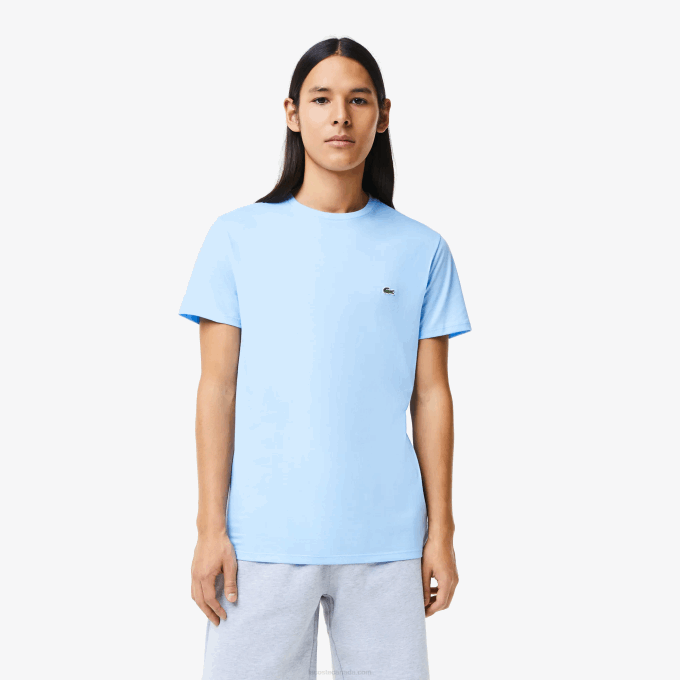 Men Lacoste V0ZN680 Blue HBP Crew Neck Pima Cotton Jersey T-Shirt - Image 1