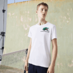 Men Lacoste V0ZN681 White 001 SPORT Crocodile Print Tennis T-Shirt