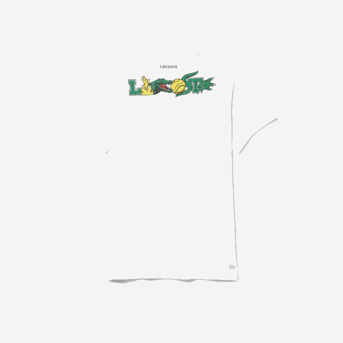 Men Lacoste V0ZN681 White 001 SPORT Crocodile Print Tennis T-Shirt - Image 4