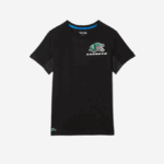 Men Lacoste V0ZN682 Black 031 SPORT Crocodile Print Tennis T-Shirt - Image 5