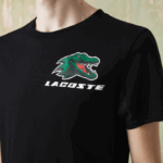 Men Lacoste V0ZN682 Black 031 SPORT Crocodile Print Tennis T-Shirt - Image 7