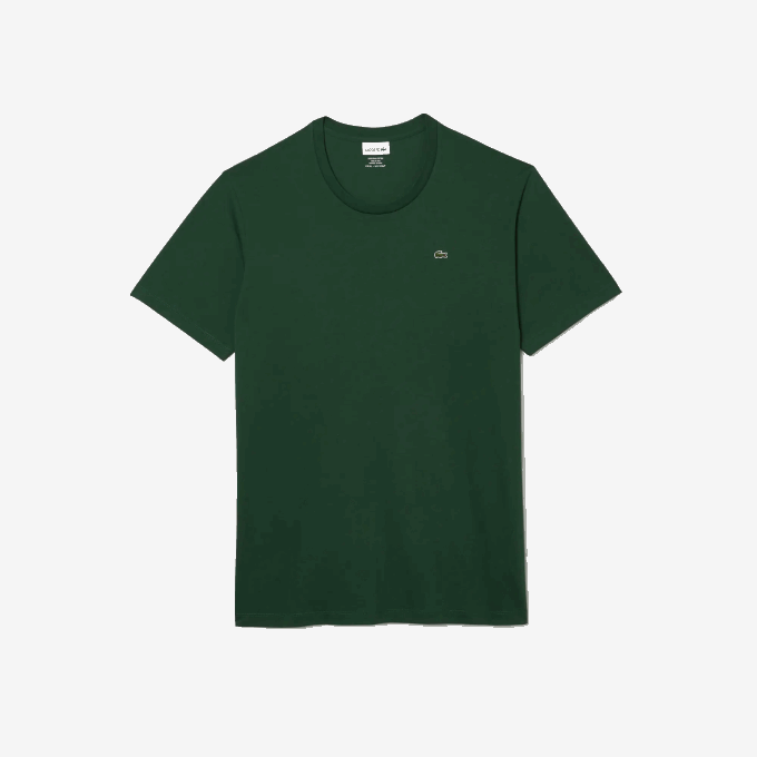 Men Lacoste V0ZN684 Green 132 XL Regular Fit Pima Cotton Jersey T-Shirt - Image 3