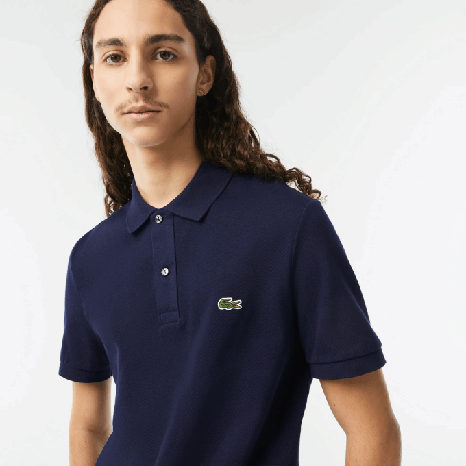 Men Lacoste V0ZN685 Navy Blue 166 Original L.12.12 Slim Fit Polo - Image 2