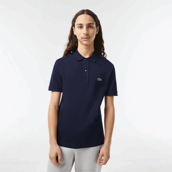 Men Lacoste V0ZN685 Navy Blue 166 Original L.12.12 Slim Fit Polo - Image 1