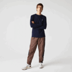 Men Lacoste V0ZN688 Navy Blue 166 Crew Neck Pima Cotton Jersey T-Shirt - Image 4