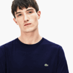 Men Lacoste V0ZN688 Navy Blue 166 Crew Neck Pima Cotton Jersey T-Shirt - Image 7