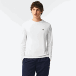 Men Lacoste V0ZN689 White 001 Crew Neck Pima Cotton Jersey T-Shirt