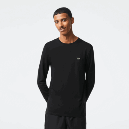 Men Lacoste V0ZN690 Black 031 Crew Neck Pima Cotton Jersey T-Shirt