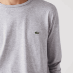 Men Lacoste V0ZN691 Grey Chine CCA Crew Neck Pima Cotton Jersey T-Shirt - Image 4