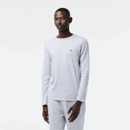Men Lacoste V0ZN691 Grey Chine CCA Crew Neck Pima Cotton Jersey T-Shirt