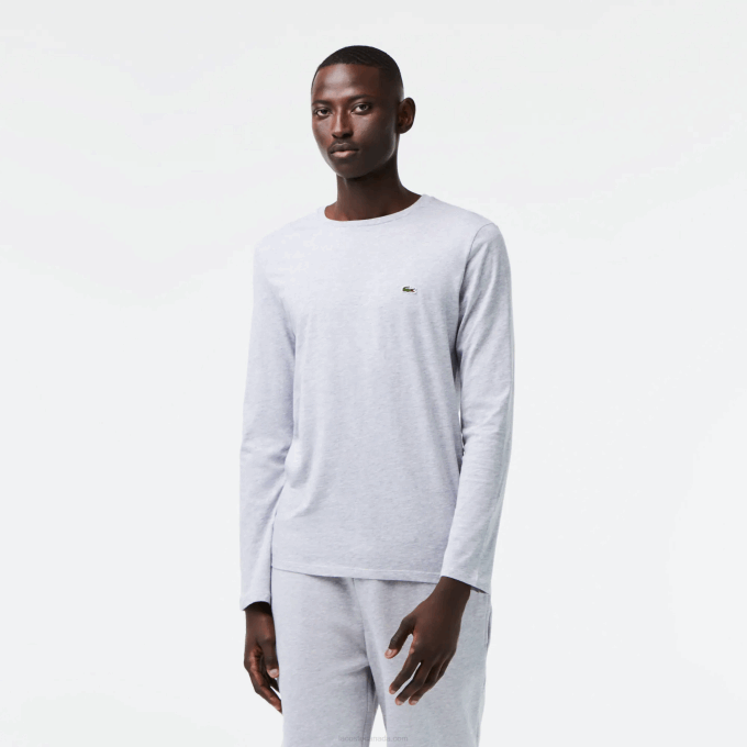 Men Lacoste V0ZN691 Grey Chine CCA Crew Neck Pima Cotton Jersey T-Shirt - Image 1