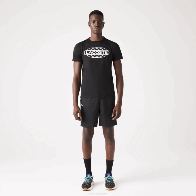Men Lacoste V0ZN694 Black 031 SPORT Organic Jersey T-Shirt - Image 2