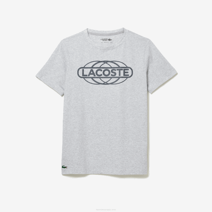 Men Lacoste V0ZN695 Grey Chine CCA SPORT Organic Jersey T-Shirt - Image 5