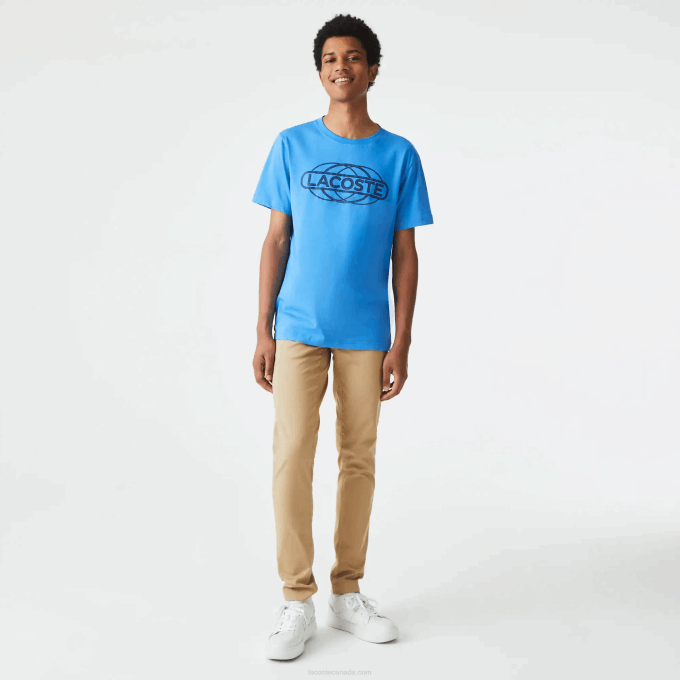 Men Lacoste V0ZN696 Blue 4XA SPORT Organic Jersey T-Shirt - Image 2
