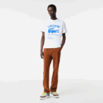 Men Lacoste V0ZN698 White 001 Relaxed Fit Crocodile T-Shirt - Image 2