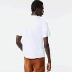 Men Lacoste V0ZN698 White 001 Relaxed Fit Crocodile T-Shirt - Image 3