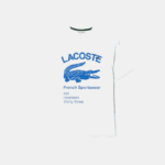 Men Lacoste V0ZN698 White 001 Relaxed Fit Crocodile T-Shirt - Image 5