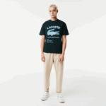 Men Lacoste V0ZN699 Green YZP Relaxed Fit Crocodile T-Shirt - Image 2