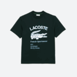 Men Lacoste V0ZN699 Green YZP Relaxed Fit Crocodile T-Shirt - Image 3
