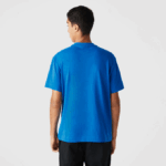 Men Lacoste V0ZN700 Blue K1Q Relaxed Fit Crocodile T-Shirt - Image 3