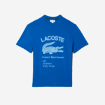 Men Lacoste V0ZN700 Blue K1Q Relaxed Fit Crocodile T-Shirt - Image 4