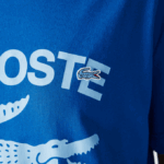 Men Lacoste V0ZN700 Blue K1Q Relaxed Fit Crocodile T-Shirt - Image 5