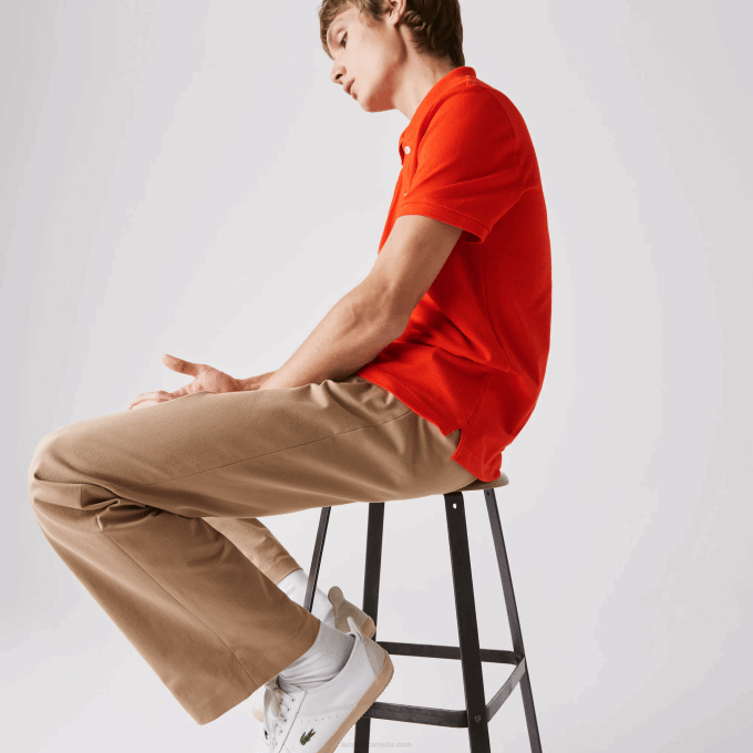 Men Lacoste V0ZN702 Red 3B2 Original L.12.12 Slim Fit Polo - Image 2
