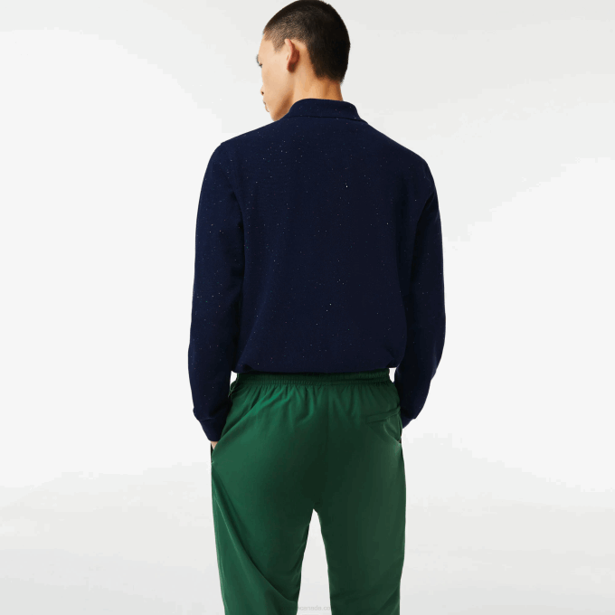 Men Lacoste V0ZN704 Navy Blue 7CG Classic Fit Speckled Print Polo - Image 3