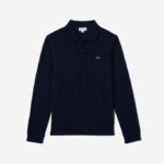 Men Lacoste V0ZN704 Navy Blue 7CG Classic Fit Speckled Print Polo - Image 5