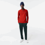 Men Lacoste V0ZN705 Red 7CQ Classic Fit Speckled Print Polo - Image 2