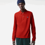 Men Lacoste V0ZN705 Red 7CQ Classic Fit Speckled Print Polo