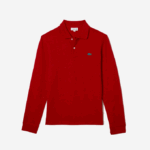 Men Lacoste V0ZN705 Red 7CQ Classic Fit Speckled Print Polo - Image 4