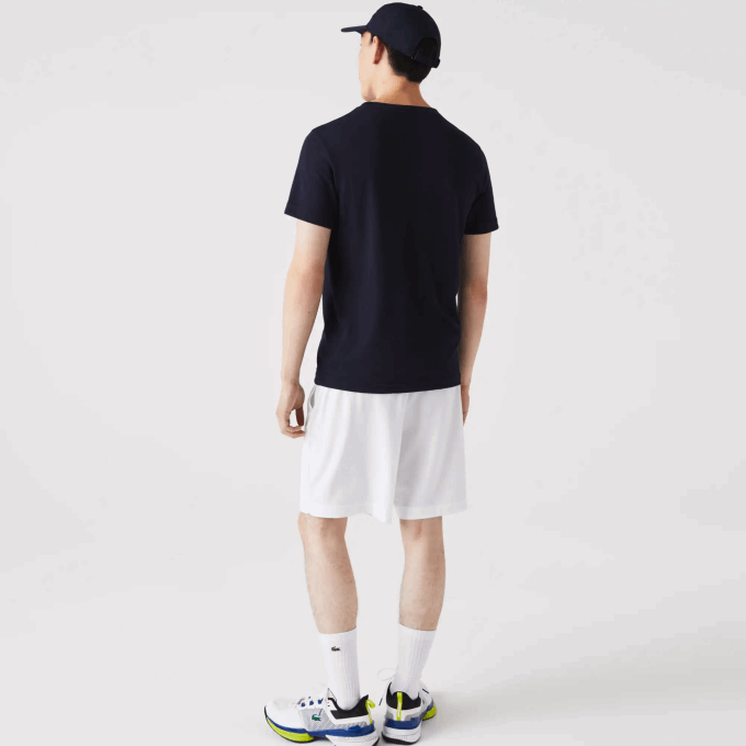 Men Lacoste V0ZN706 Navy Blue White 525 SPORT 3D Print Crocodile Breathable Jersey T-Shirt - Image 3
