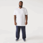Men Lacoste V0ZN707 White 001 Regular Fit Ribbed V-Neck Cotton Polo Shirt (Plus Size) - Image 2
