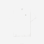 Men Lacoste V0ZN707 White 001 Regular Fit Ribbed V-Neck Cotton Polo Shirt (Plus Size) - Image 5