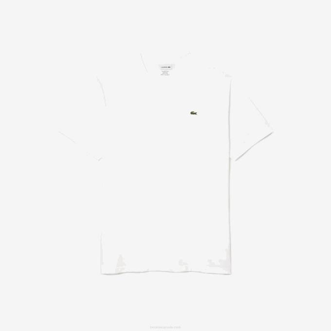 Men Lacoste V0ZN707 White 001 Regular Fit Ribbed V-Neck Cotton Polo Shirt (Plus Size) - Image 5