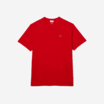 Men Lacoste V0ZN709 Red 240 Regular Fit Ribbed V-Neck Cotton Polo Shirt (Plus Size) - Image 4