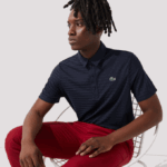 Men Lacoste V0ZN70 Navy Blue 166 SPORT Textured Breathable Golf Polo