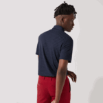 Men Lacoste V0ZN70 Navy Blue 166 SPORT Textured Breathable Golf Polo - Image 3