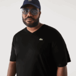 Men Lacoste V0ZN710 Black 031 Regular Fit Ribbed V-Neck Cotton Polo Shirt (Plus Size)