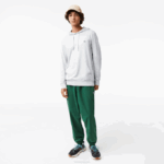 Men Lacoste V0ZN713 Grey Chine CCA Hooded Cotton Jersey Sweatshirt - Image 2