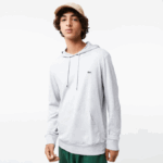 Men Lacoste V0ZN713 Grey Chine CCA Hooded Cotton Jersey Sweatshirt
