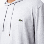 Men Lacoste V0ZN713 Grey Chine CCA Hooded Cotton Jersey Sweatshirt - Image 4