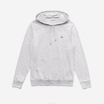 Men Lacoste V0ZN713 Grey Chine CCA Hooded Cotton Jersey Sweatshirt - Image 5